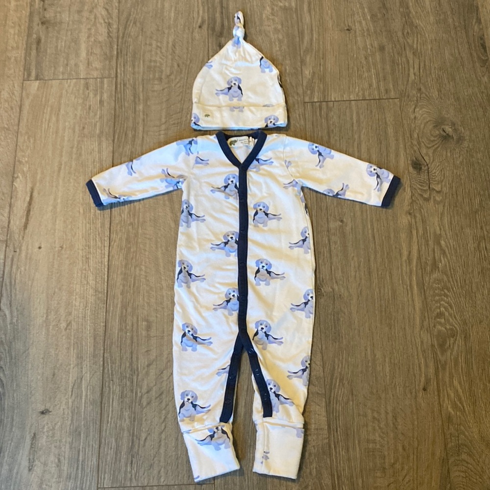 Monica + Andy Beagle Besties One Piece and Knot Hat 0-3M